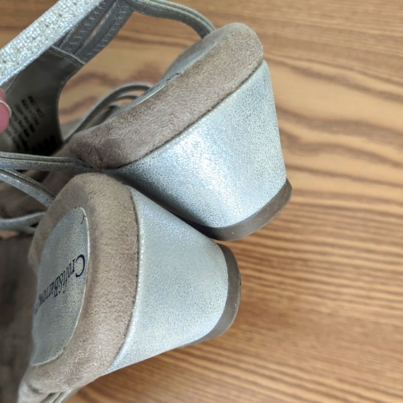 Croft and Barrow Ortholite Hymn Champagne Wedge Strappy Sandals Size 7 Jeweled - Picture 8 of 8